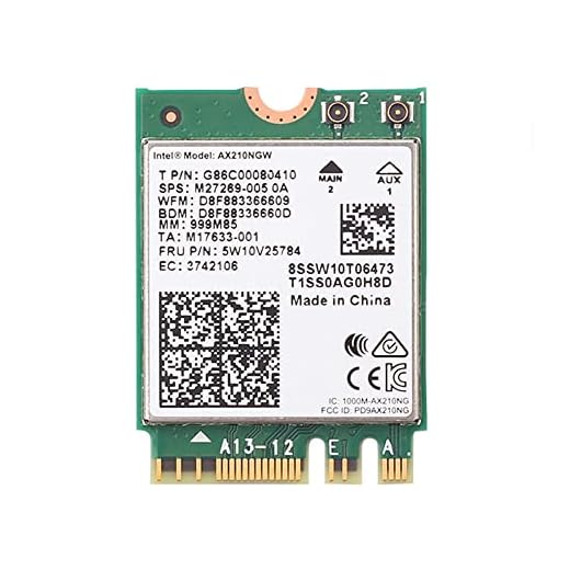 5473Mbps WiFi 6E Intel AX210 Bluetooth 5.3 M.2 2230 Key E Placa de Rede 2.4G/5Ghz/6Ghz Adaptador Interno Sem Fio AX210NGW 802.11ac/ax Adaptador WiFi, Suporte Windows 10 para Laptop Desktop