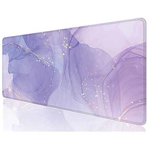 Desk Mat, 32" x 12" XXL Extended Large Gaming Mouse Pad, Desktop Decor Desk Pad, Cute Men Women Office Supplies and Accessories, XL Mouse Mat for Laptop & Keyboard, Minimalism Purple Marble