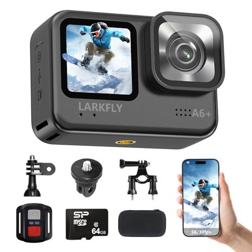 GBUZUYO Action Camera, 5K/30fps Waterproof Action Camera, with APP & WiFi Control, 1/1.3
