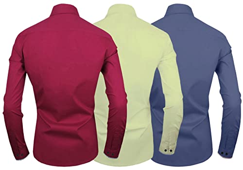 Image of Zombom Men's Combo Regular Fit Cotton Blend Full Sleeve Casual Shirts Pack of 3