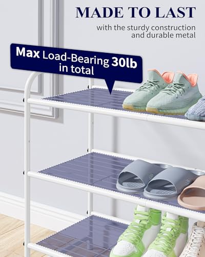 Image of Kitsure Shoe Rack - Stainless Steel Shoe Organizer, Sturdy Shoe Rack for Closet and Front Door Entrance, Free Standing Shoe Shelf, Closet Organizers and Storage, 25.6 inch Wide - 3 Tier, White