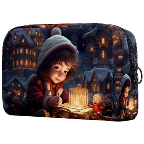 Beauty case natalizio con stampa retrò borsa per cosmetici da grande organizer per trucchi e articoli da toeletta Multicolore 1 Art Deco donna