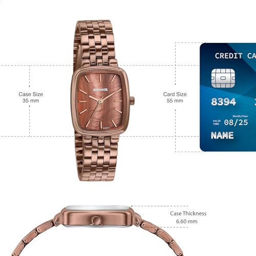 Image of Sonata Festive 2.0 Quartz Analog with Brown Dial Brown Sheet Metal Strap Watch for Women - 87108QM01