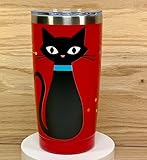 ASTRO BETTIE Mid-Century Modern Retro Red Atomic Cat Retro 50s 60s Style Stainless Steel Insulated Tumbler