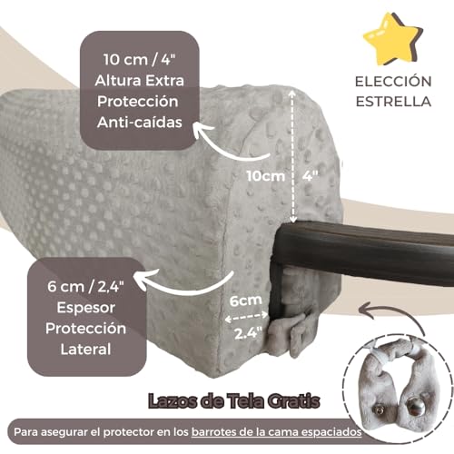 Miniatura 3 de Wonder Space Protector Parachoques De Riel Cama Para Niños, Acolchado Protección Para Pequeños, Anti-Colisión Mayor Altura Prevención De Caídas - Fácil Instalación Seguridad Mejorada 70cm, Gris