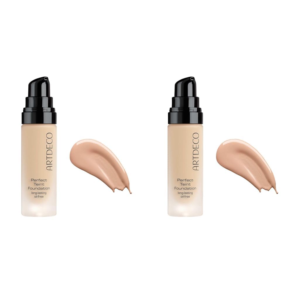 ARTDECO Perfect Teint Foundation - langanhaltende, flüssige Foundation ohne Öl und ohne Maskeneffekt - 1 x 20 ml (Packung mit 2)
