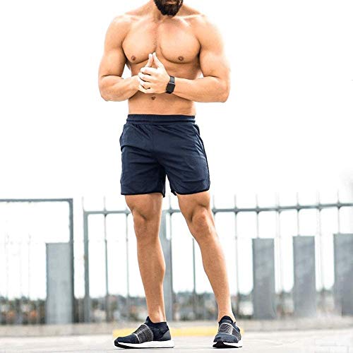 EVERWORTH Men's Gym Workout Boxing Shorts Running Short Pants Fitted Training Bodybuilding Jogger Short 2 Pack:Grey,Black US L