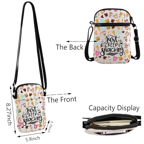 TSOTMO Snack Lover Gift Just keep Snacking Crossbody Bag Mother Sister Travel Vacation Trip Gift2