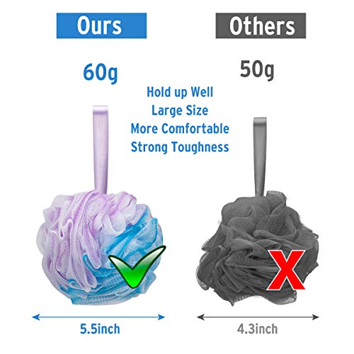 Dadymart Bath Shower Loofah Sponge 60G Bath Mesh Pouf Shower Ball Body Scrubber Exfoliating Bath Sponge For Women And Men, Set Of 4, Flower #TOP3