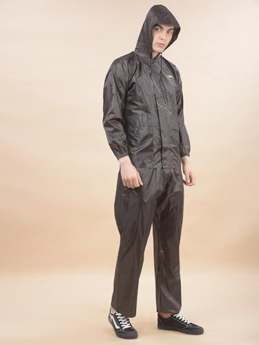 Image of Dollar Men's Waterproof PVC Raincoat Set | Zipper & Button Closure | Hood & Pocket | Full Sleeve Jacket Pant Rainwear Suit | Lightweight Leakproof Rain Protection for Outdoor, Biking, Riding