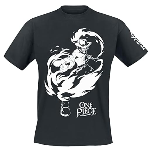 AbyStyle Heren One Piece Ace korta ärmar grundläggande t-shirt, svart, M