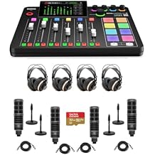 Rode RODECaster Pro II Integrated Audio Production Studio Console Bundle with 4x TAP300 Mic, TAPH700 Headphones, Stand, M to F XLR Cable, 32GB microSD Card