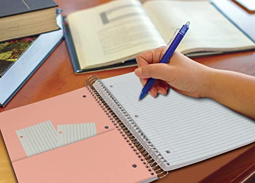 Better Office Products 5 Subject Spiral Notebook, Black Poly Cover, College Rule, 200 Sheet Notebook With 4 Double-Sided Pocket Dividers, 11 X 8.5 Inches #TOP3