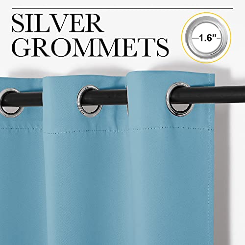 Image of NICETOWN Window Treatment Thermal Insulated Solid Grommet Blackout Curtains /Drapes for Bedroom (Teal Blue, Set of 2 Panels, 42 by 84 Inch)