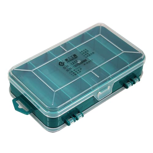 Kexpery Caja organizadora de herramientas de plástico transparente de doble cara para piezas pequeñas, compartimento organizador de herramientas multifuncional para tuercas, pernos, tornillos, clavos,