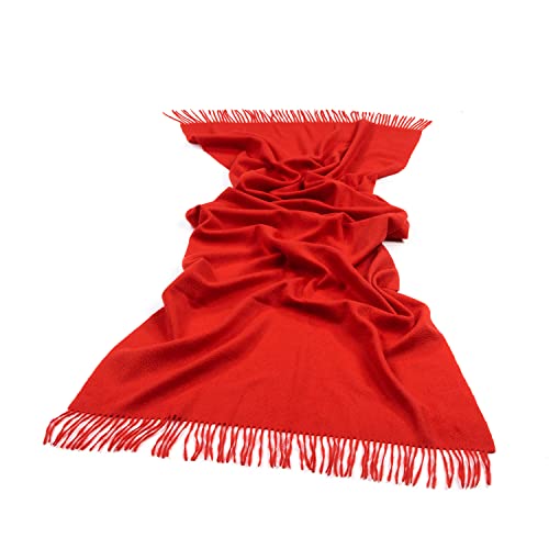 Stola à franges 100 % cashmere rouge grand châle chaud femme taille unique