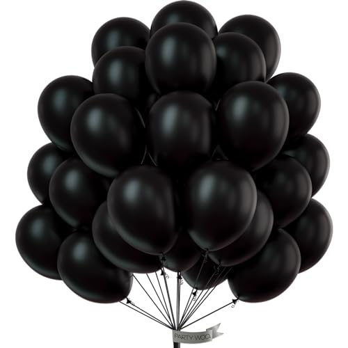 PartyWoo Black Balloons Pack of 50 12 Inch Balloons for Balloon Garland or Balloon Arch Party Decoration Birthday Decoration Wedding Decoration Baby Shower Decoration Black-Y18