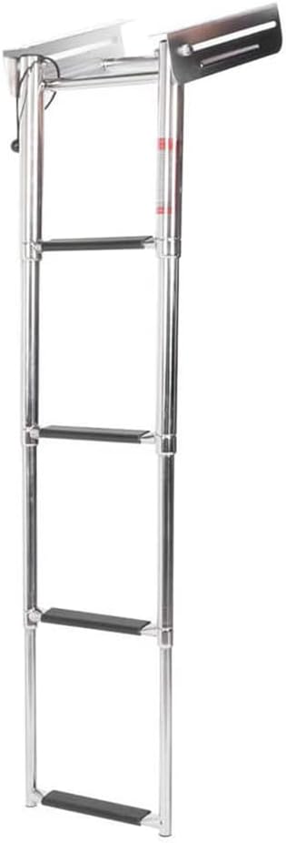 Ladders,Pontoon Boat Ladder Foldable Stainless Steel Marine Yacht Ladder/Swim Deck Ladder 4 Step Under Platform Telescoping Slide Mount Ladder/Silver/4 Step