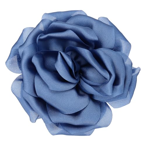 PATIKIL Broche de Seda Satinada con Flor de 4', Gran Broche de Solapa Floral de Peonía para Fiestas de Cumpleaños, Bailes, Banquetes, Decoración de Ropa, Sombreros Y Bolsos, Azul Oscuro