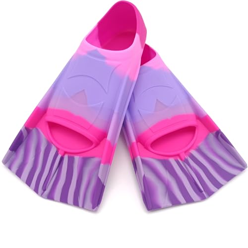 Gugmoy Kids Swim Fins,Comfortable Silicone Flippers for Swimming and Diving,Size Suitable Beginners Kids Girls Boys Adults (ZAColorful-E, S) by Gugmoy - Used condition - US$19.85