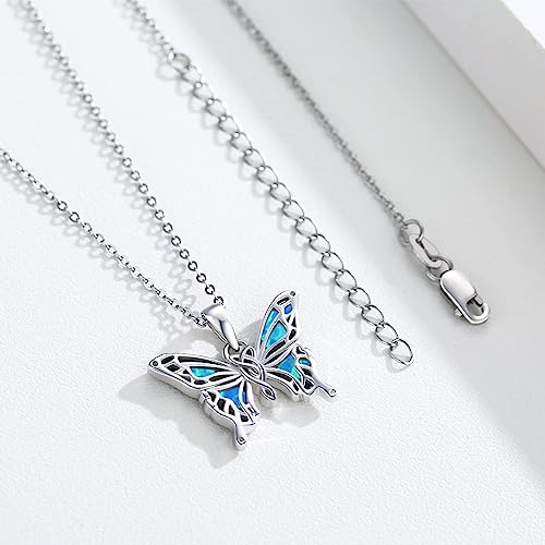 Freesloth Butterfly Necklaces For Women 925 Sterling Silver Butterfly Jewelry Graduation Gifts Blue Opal Butterfly Necklace Gifts For Girls #TOP4