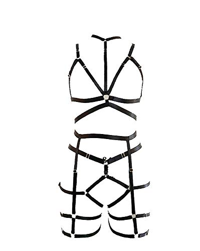 Harness Bra for Women Full Body Cage Lingerie Strappy Full Set Harness Body Harness Lingerie Plus Size Black (w053)