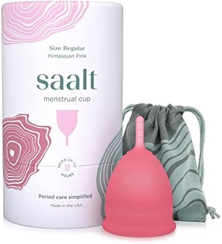 Saalt Menstrual Cup – Reusable Period Cup – Made for Comfortable, Leak-Free Protection Up to 12 Hours – BPA & Latex Free – Includes Cup & Carry Bag (Regular, Himalayan Pink)
