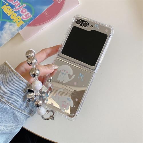 Coque pour Samsung Z Flip 5 style miroir et bracelet papillon pour le quotidien