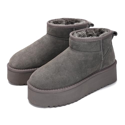 Image of Project Cloud 100% Genuine Leather Platform Ankle Boots for Women (Huggy) | Memory Foam Insole Lightweight Winter Booties - Womens Casual Footwear Fall Shoes - Fashionable Womens Boots with EVA Outsole