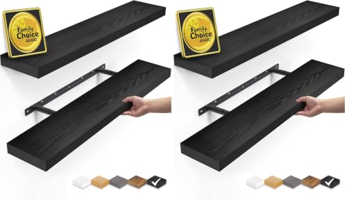 Image of BAYKA Black Floating Shelves 22.5in, Set of 2, Wall Mounted for Wall Decor (Pack of 2)