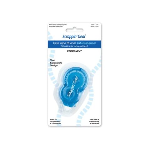 Scrappin' Gear Adhesive Tape Runner Tab Dispenser, 0.31-Inch x 4.4-Yard, Permanent Cover