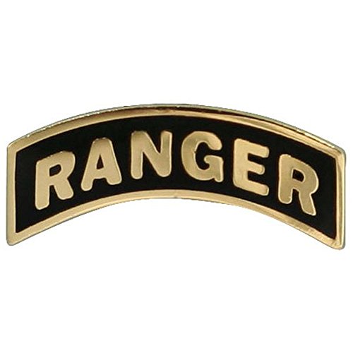 RANGER Tab Lapel Pin, Gold Black, 7/8 inch
