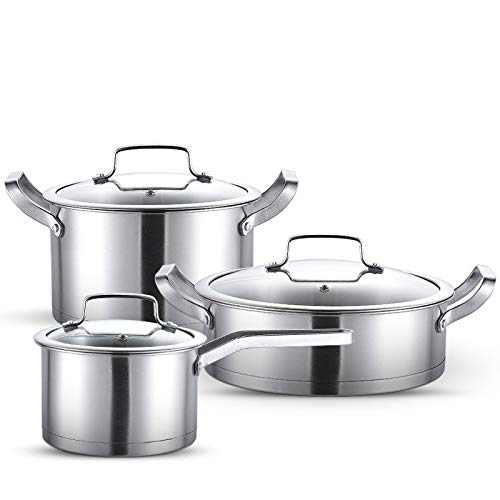 Batterie de cuisine 18/10 inox induction set de 3 marmites haut de gamme