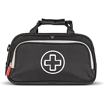 Allermates Family Travel Essentials First Aid Empty Supplies Bag - Medicine Carry Case for Epi Pen, Insulin, Pill Bottle, Diabetic Aids, Asthma Spacer, Auvi Q, Allergy and Emergency Needs. Black