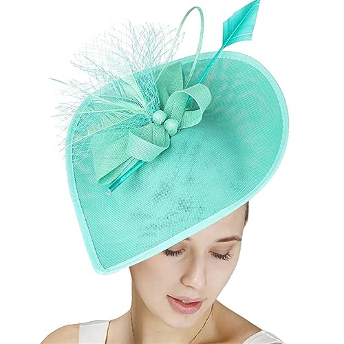 GIBZ Women's Wide Brim Fascinator Elegant Tea Party Headband Green