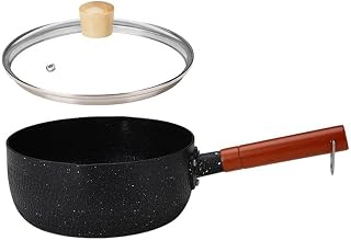 Olla de arroz multifunción para sopa de leche, olla antiadherente de piedra Maifan, con tapa transparente resistente al calor, para cocinar comidas (color negro, 18 cm)