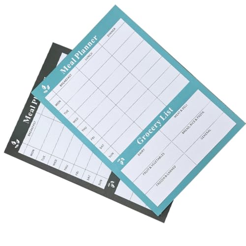 Cuaderno para control de dietas y menús semanales en hojas de papel desgarrables, pack de 2