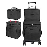 Cooler Bag Wheeled Double，Large Removable Insulated Rolling Cooler Collapsible Leakproof Portable Ice Packs for Camping Picnic Beach Travel（Black）
