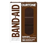 Band-Aid Brand Ourtone Adhesive Bandages, Flexible Protection & Care of Minor Cuts & Scrapes, Quilt-Aid Pad for Painful Wounds, BR65, Assorted Sizes, 30 ct