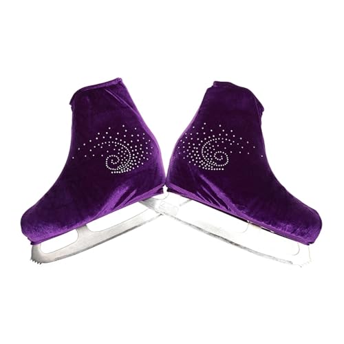 Fnacuody Figure Skate Boot Covers Adult Protective Roller Skating Figure Shoe Cover Velvet Accessories Shiny Rhinestone Skate Boot Covers for(Purple,US 4)