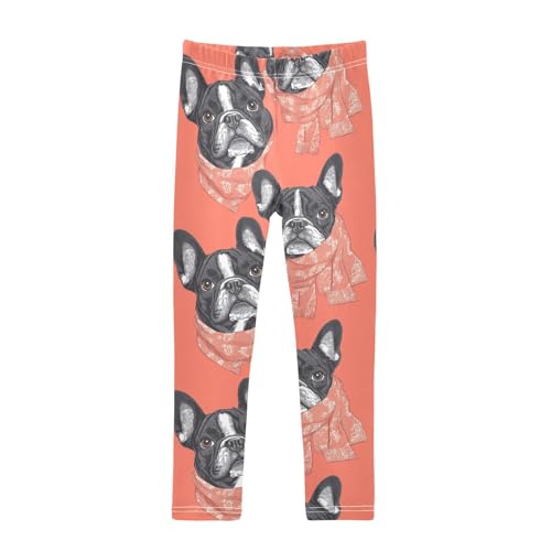 Dog Red Scarf Girls Leggings,Workout Leggings for Girls Toddler Athletic Legging Size for 3-10T