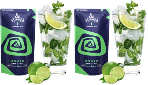 Image of & Stirred Mojito Cocktail Mix - Pack of 12 I Non-Alcoholic Cocktail Mixer I 100% Vegetarian I Made with Real Fruits I No Preservatives I No Artificial Sweeteners I 125ml each x 6