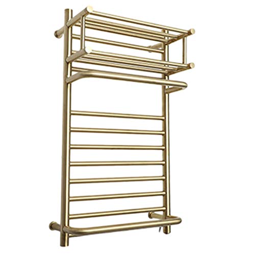 HPTHLY Toallero Calefactable Curvo con Cableado Fijo De Acero Inoxidable Cepillado para Baño, Integrado En La Pared: Una Solución De Almacenamiento Elegante Y Funciona，