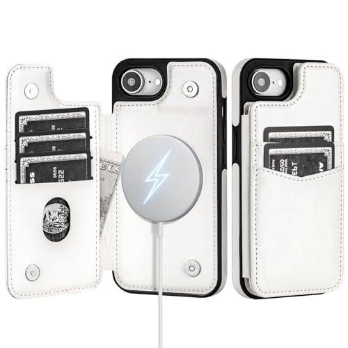 SkyEagle Compatible with MagSafe iPhone 17e / 16e Case Wallet,White