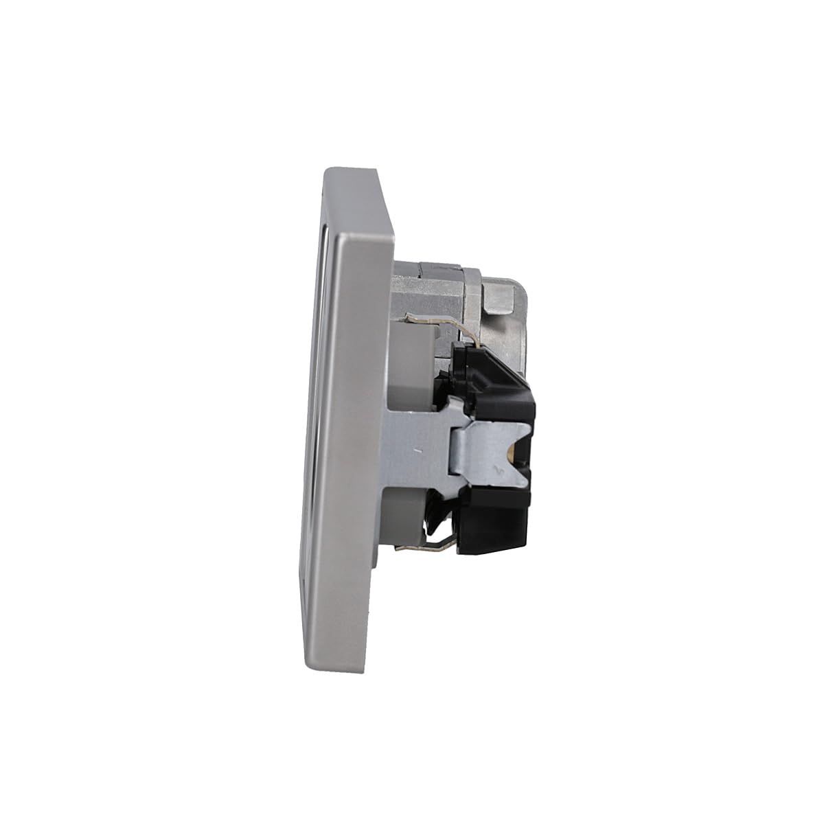 JUNG Serie LS Cat.6A Doppel-Netzwerkdose & Steckdose Set Edelstahl | mit Cat.6A UAE-Anschlussdose, ES2969-2UA Abdeckung, ES1520 SCHUKO Steckdose, ES2982 Rahmen 2-fach