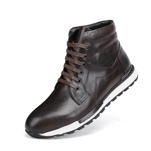 Image of Fashion Men's Leather Lace-up Dress Boots, Mid Top Casual Chukka Sneaker Boot Business Shoes for Men