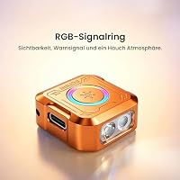Sofirn SE1 Mini Taschenlampe Schlüsselanhänger, 300 Lumen EDC Taschenlampe mit UV-Licht, RGB-Licht, Magnet & USB-C, wiederaufladbar, CNC Metallgehäuse für Alltag, Notfall & Outdoor (Orange) – Ansicht 5