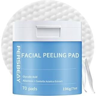 Persbeay Glycolic Acid Pads, Exfoliating Toner Pads for Facial Radiance, Dual Action Gentle Face Pad for Deep Cleaning Effect |Peels & Daily Skin Renewal |Salicylic Acid & Vitamins B3 |70 Count