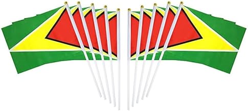 10 Pack Guyana Guyanese Flags on Stick 5x8 Inch,Patriotic Decorations,Classroom Decor,Small Mini Flags on Sticks,Flag Decorations for Party.