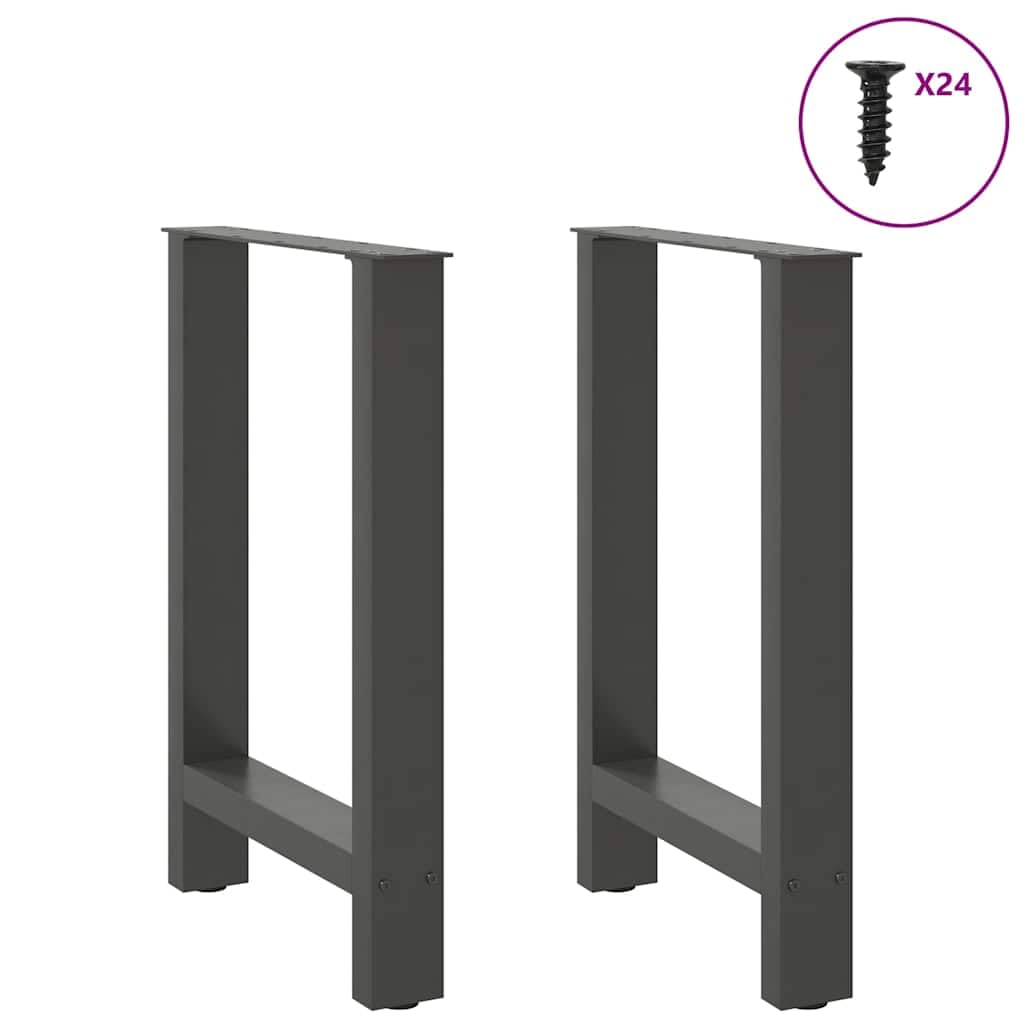 Gambe per tavolo da pranzo in acciaio antracite, 2 pezzi, 60 x 72-73 cm